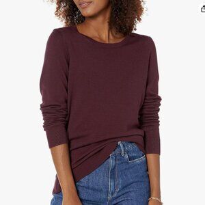 NWOT Amazon Essentials Women's Lightweight Crewneck Burgundy Sweater XS